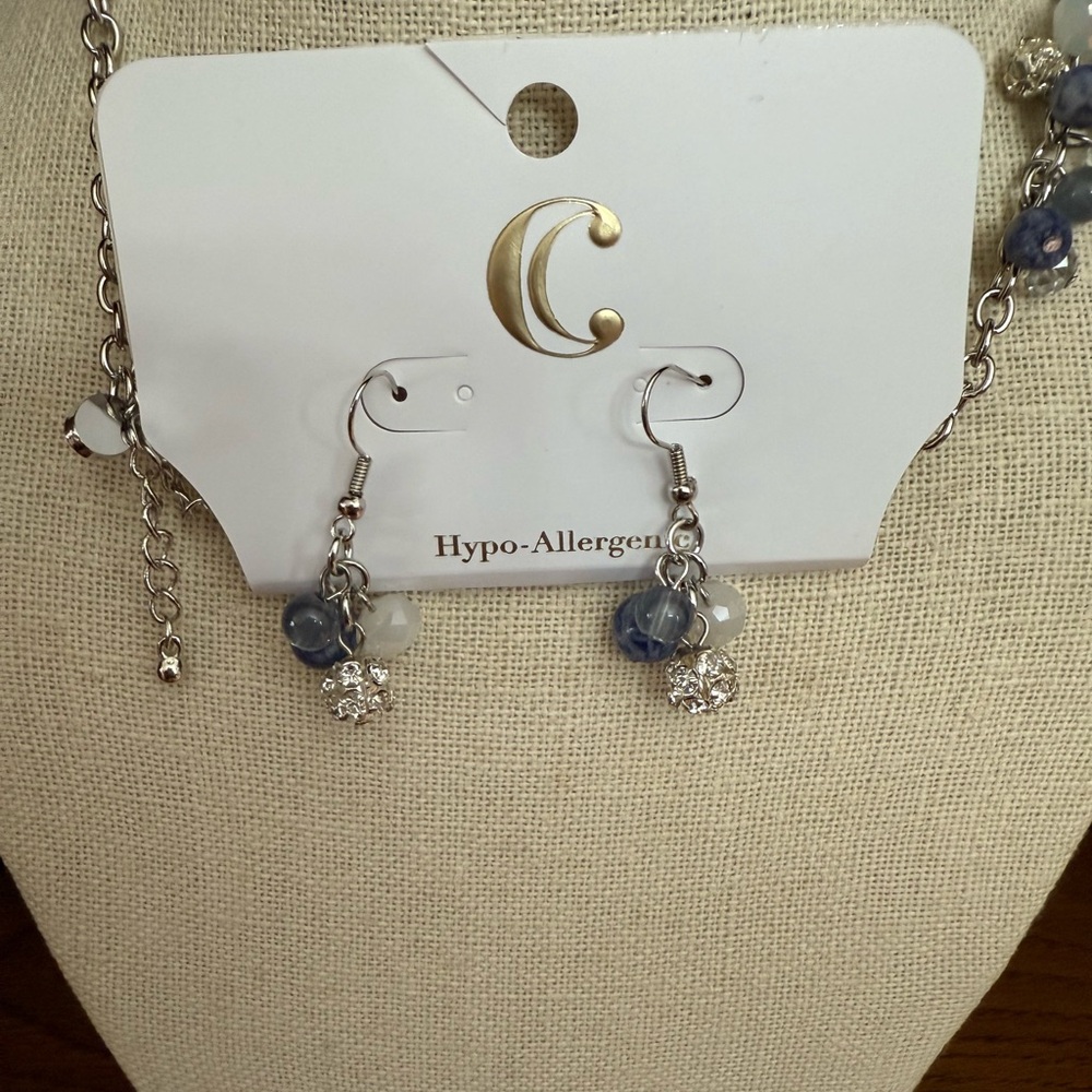 Elegant Silver and Blue Jewelry Set